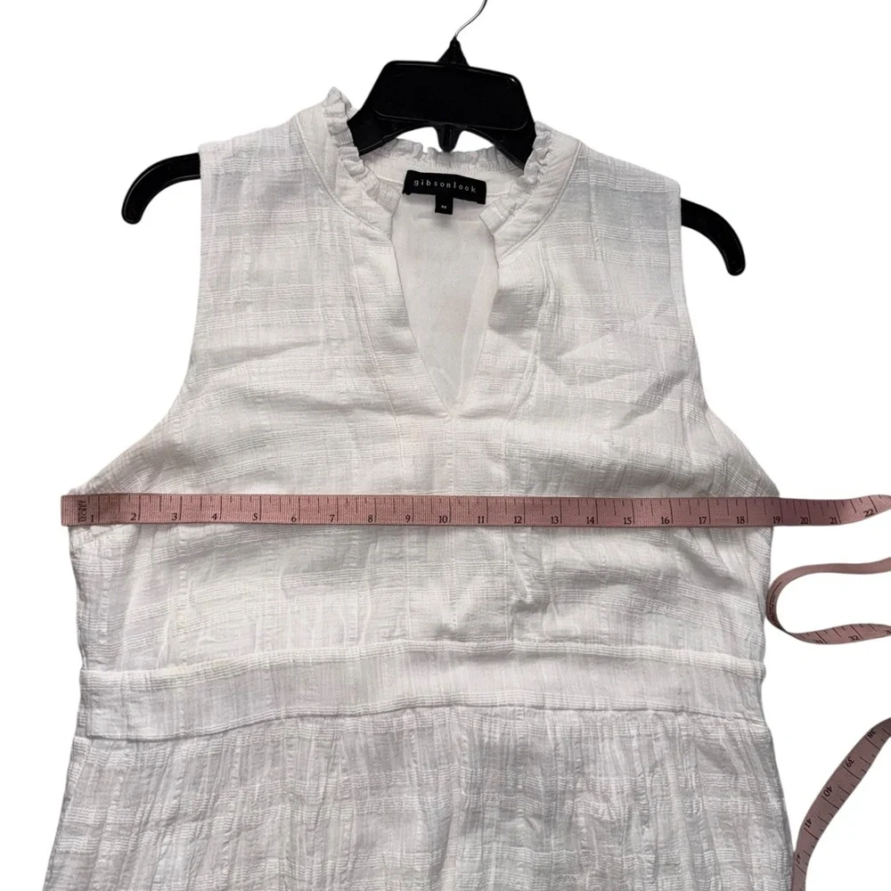 Gibsonlook White Sleeveless Decked Out Day V-Neck Midi Dress Size Medium - Picture 6 of 7